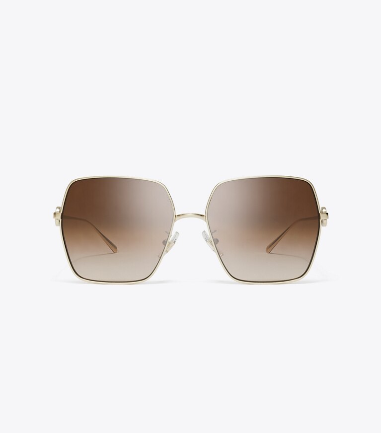 Tory Burch designer sunglasses & eyewear Miller Oversized Square Sunglasses in BRUSHED LIGHT GOLD/BROWN GRADIENT front
