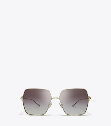 Tory Burch designer sunglasses & eyewear Miller Oversized Square Sunglasses in SHINY LIGHT GOLD/GREY GRADIENT VIOLET front