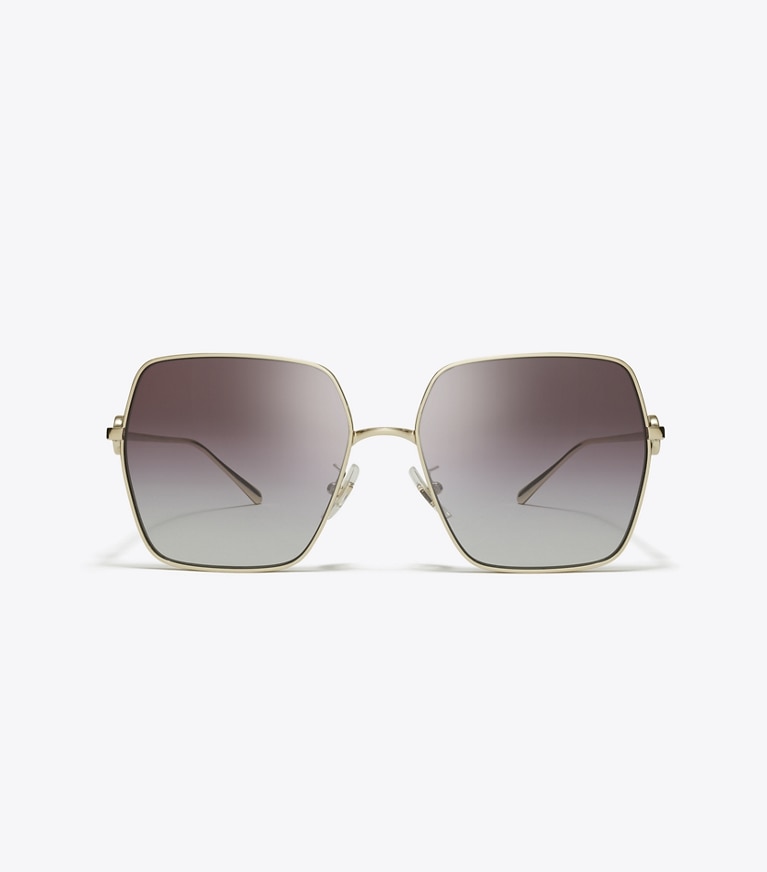 Tory Burch designer sunglasses & eyewear Miller Oversized Square Sunglasses in SHINY LIGHT GOLD/GREY GRADIENT VIOLET front