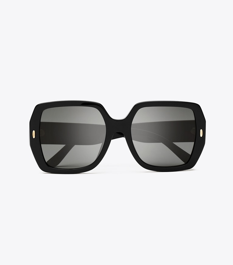 Tory Burch designer sunglasses & eyewear Miller Oversized Square Sunglasses in BLACK/SOLID GREY front