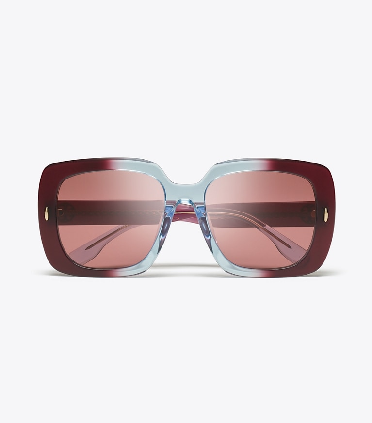 Tory Burch designer sunglasses & eyewear Miller Oversized Square Sunglasses in GRADIENT BURGUNDY/DARK VIOLET front