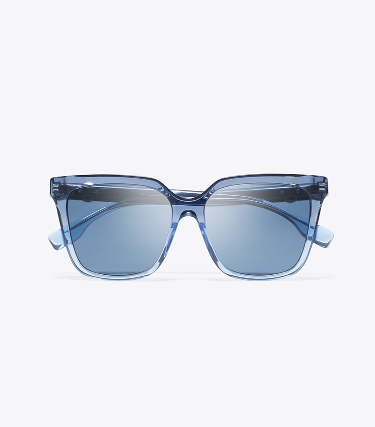 Tory Burch designer sunglasses & eyewear Miller Oversized Square Sunglasses in NAVY GRADIENT/DARK BLUE overhead