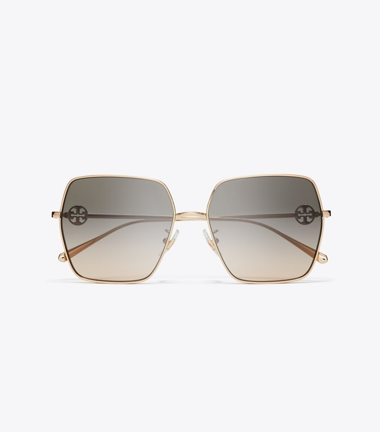 Tory Burch designer サングラス＆アイウェア ミラー オーバーサイズ スクエア サングラス in LIGHT ROSE GOLD/LIGHT BROWN GRADIENT front
