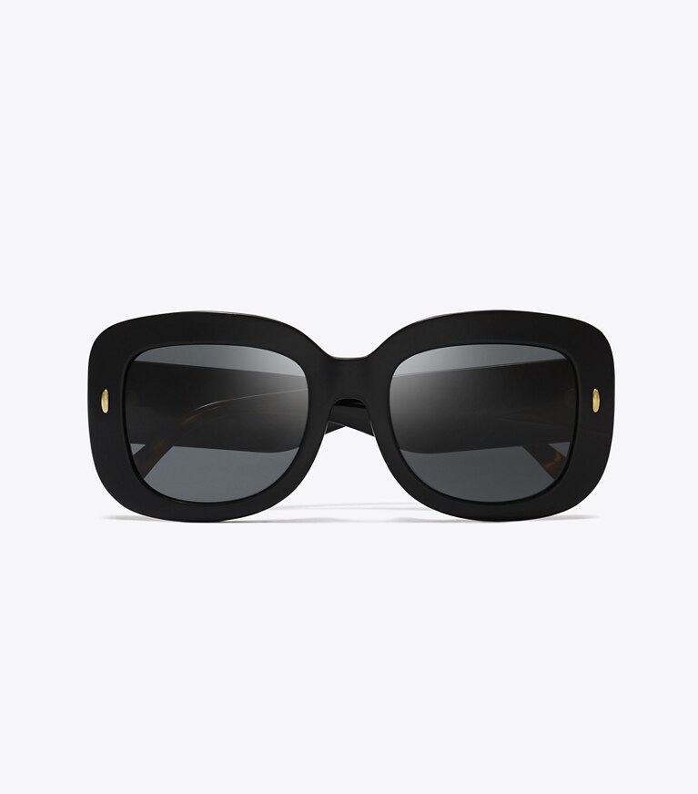 Tory Burch designer sunglasses & eyewear Miller Oversized Square Sunglasses in BLACK/VINTAGE TORTOISE front