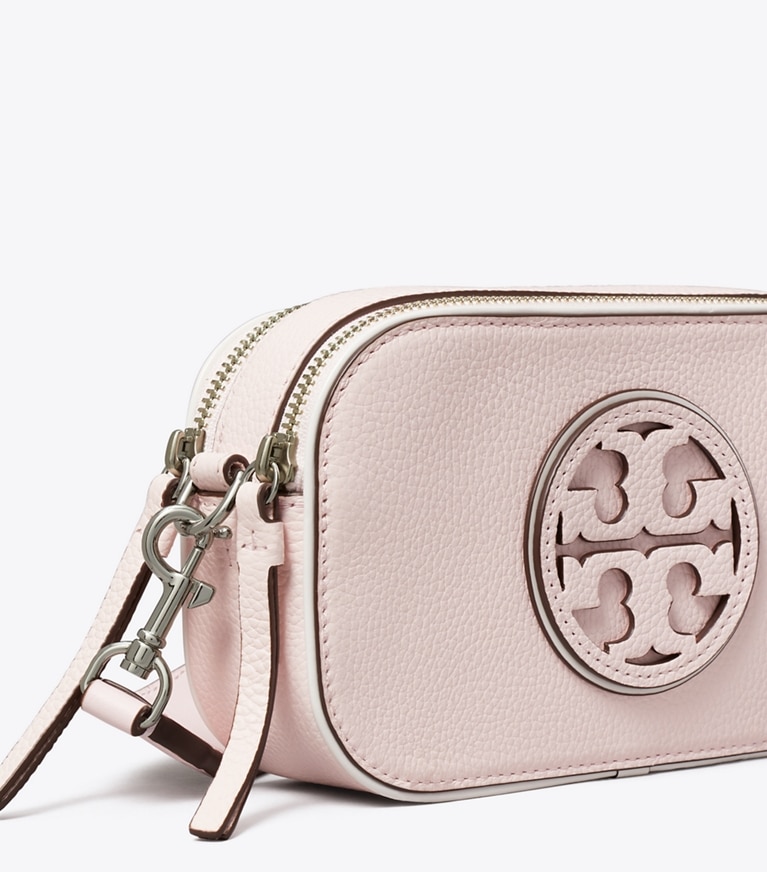 Tory Burch designer crossbody bags Miller Patent Border Mini Crossbody Bag in Pale Pink angle