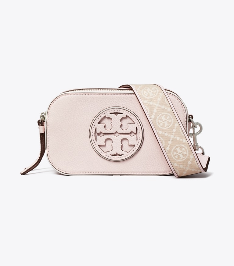 Tory Burch designer crossbody bags Miller Patent Border Mini Crossbody Bag in Pale Pink angle