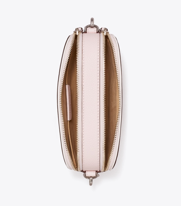 Tory Burch designer crossbody bags Miller Patent Border Mini Crossbody Bag in Pale Pink angle