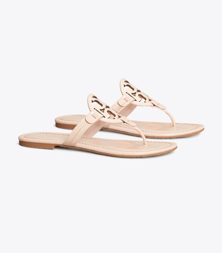 Tory burch tan miller patent sandals 