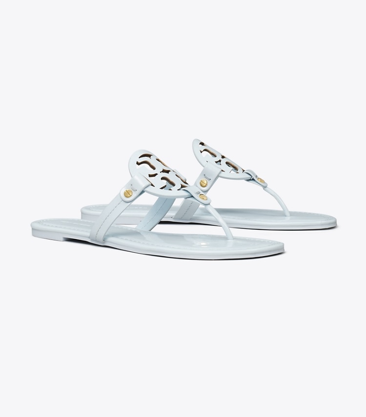 Tory Burch designer sandals Miller Patent Sandal in Ice Blue angle