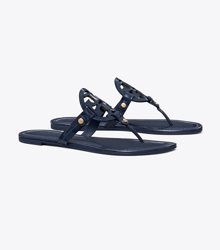 Tory Burch designer sandals Miller Patent Sandal in Perfect Navy angle
