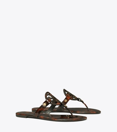 Tory Burch designer sandals Miller Patent Sandal in TORTOISE PATENT angle