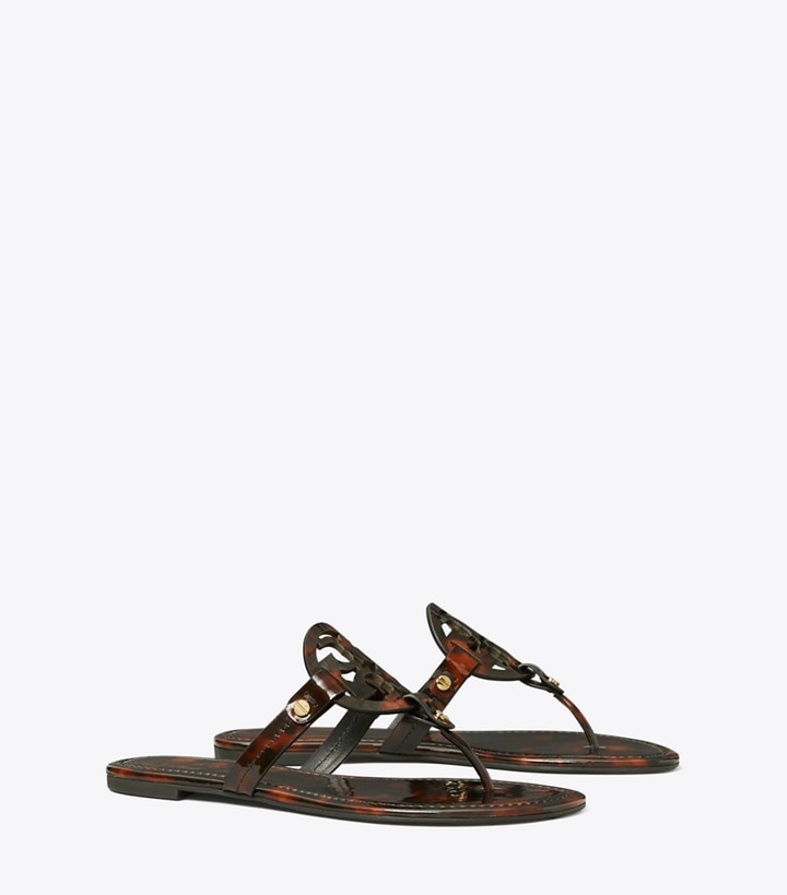 Tory Burch designer sandals Miller Patent Sandal in TORTOISE PATENT angle
