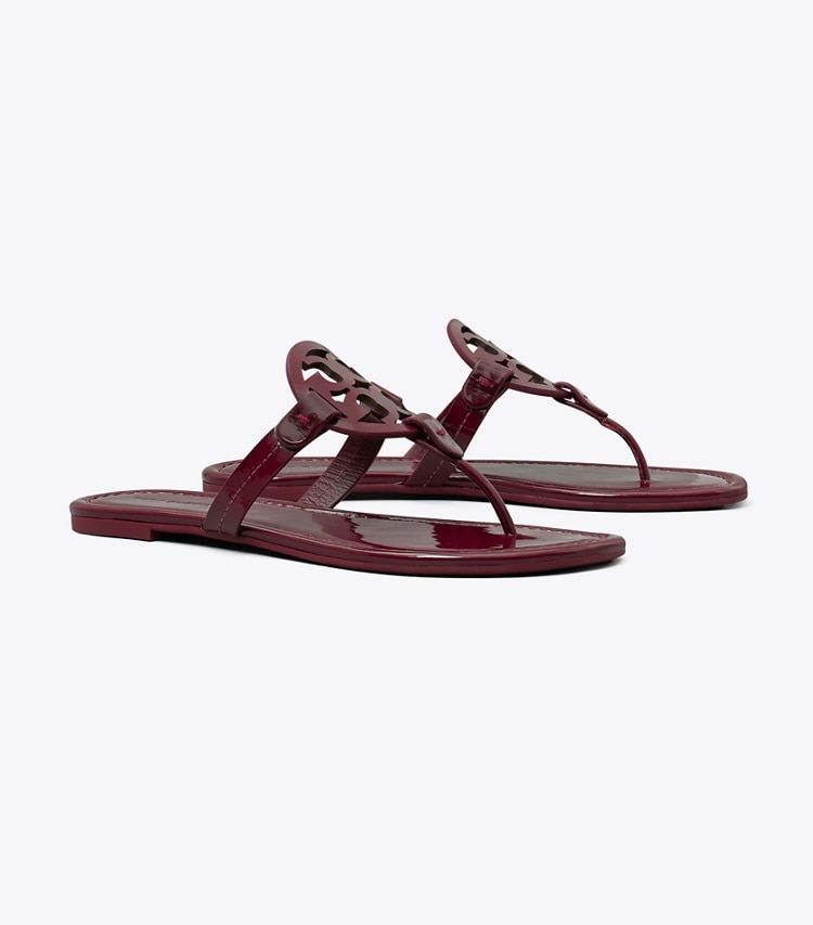 Tory Burch designer sandals Miller Patent Sandal in DARK RASPBERRY angle