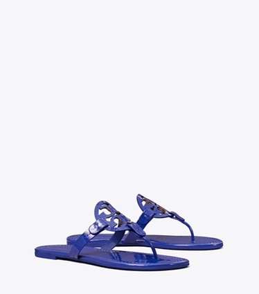 Tory Burch designer sandals Miller Patent Sandal in BALLPOINT BLUE angle