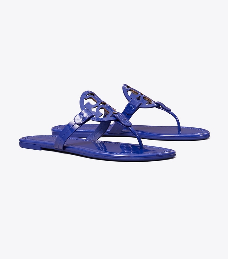 Tory Burch designer sandals Miller Patent Sandal in BALLPOINT BLUE angle