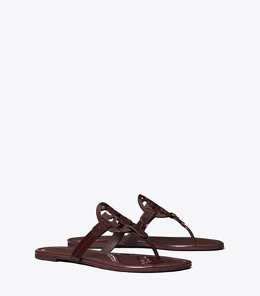 Tory Burch designer sandals Miller Patent Sandal in DARK CARMINE angle