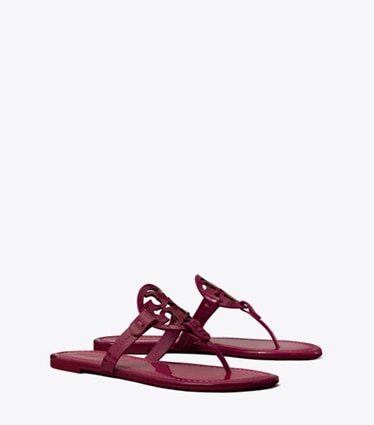 Tory Burch designer sandals Miller Patent Sandal in FUSCHIA SPARK angle