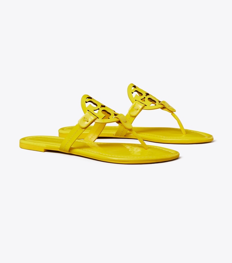 Tory Burch designer sandals Miller Patent Sandal in BRIGHT YELLOW angle
