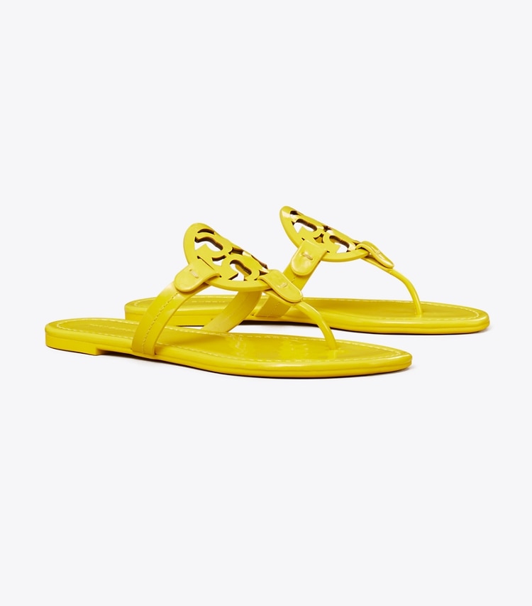 Tory Burch designer sandals Miller Patent Sandal in LEMON RIND angle