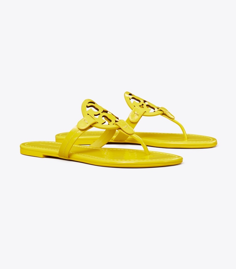 Tory Burch designer sandals Miller Patent Sandal in LEMON RIND angle