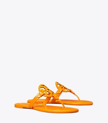 Tory Burch designer sandals Miller Patent Sandal in ORANGE CITRUS angle