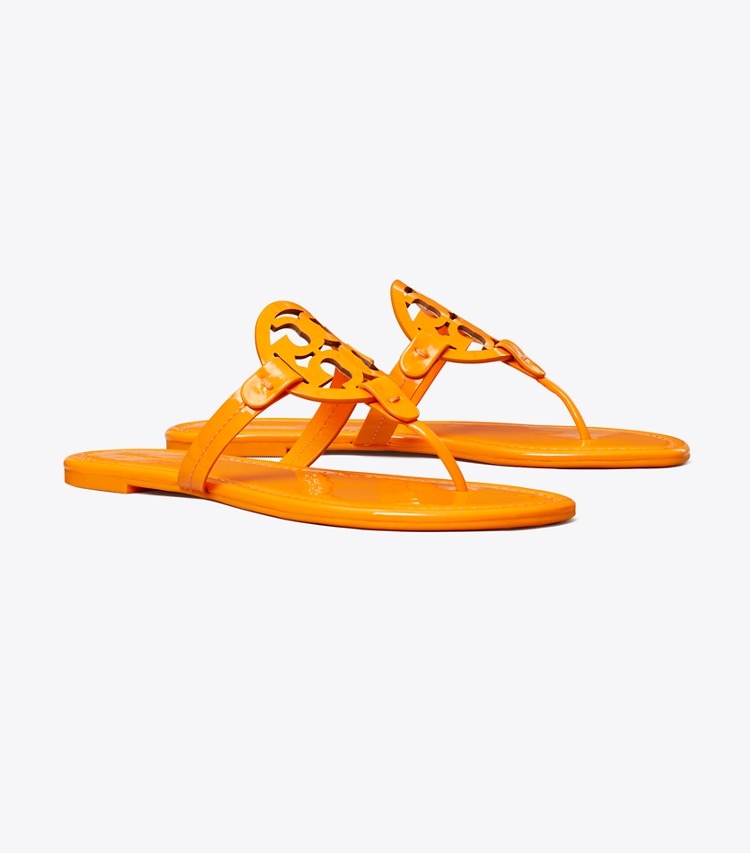 Tory Burch designer sandals Miller Patent Sandal in ORANGE CITRUS angle