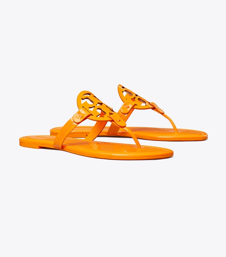 Tory Burch designer sandals Miller Patent Sandal in ORANGE CITRUS angle