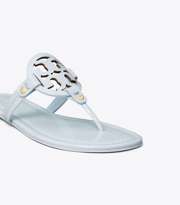 Tory Burch designer sandals Miller Patent Sandal in Ice Blue angle