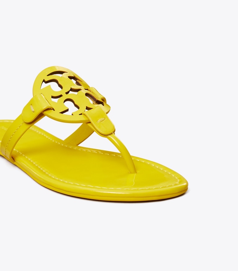 Tory Burch designer sandals Miller Patent Sandal in LEMON RIND detail