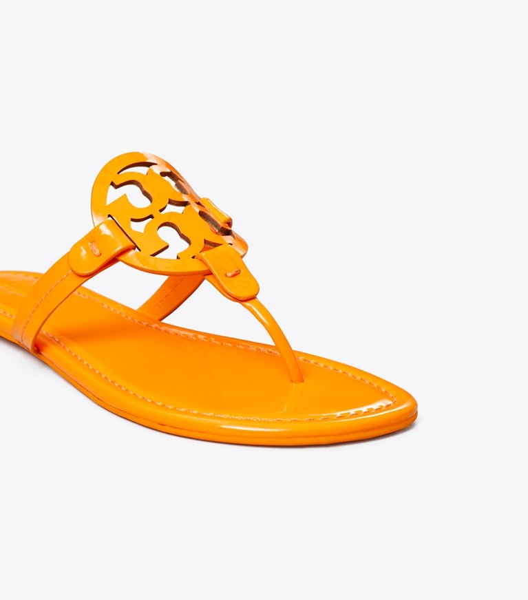 Tory Burch designer sandals Miller Patent Sandal in ORANGE CITRUS angle