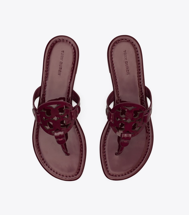 Tory Burch designer sandals Miller Patent Sandal in DARK RASPBERRY overhead