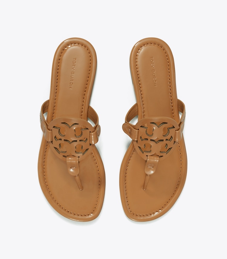 Tory Burch designer sandals Miller Patent Sandal in Tan overhead