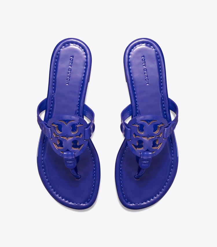 Tory Burch designer sandals Miller Patent Sandal in BALLPOINT BLUE overhead