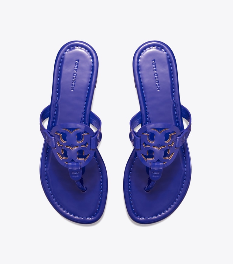 Tory Burch designer sandals Miller Patent Sandal in BALLPOINT BLUE overhead