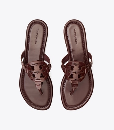 Tory Burch designer sandals Miller Patent Sandal in MERLOT overhead