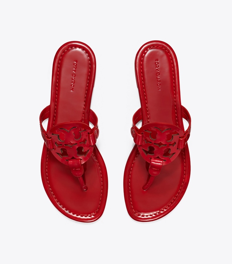 Tory Burch designer sandals Miller Patent Sandal in TOUCAN RED overhead