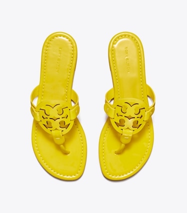 Tory Burch designer sandals Miller Patent Sandal in LEMON overhead