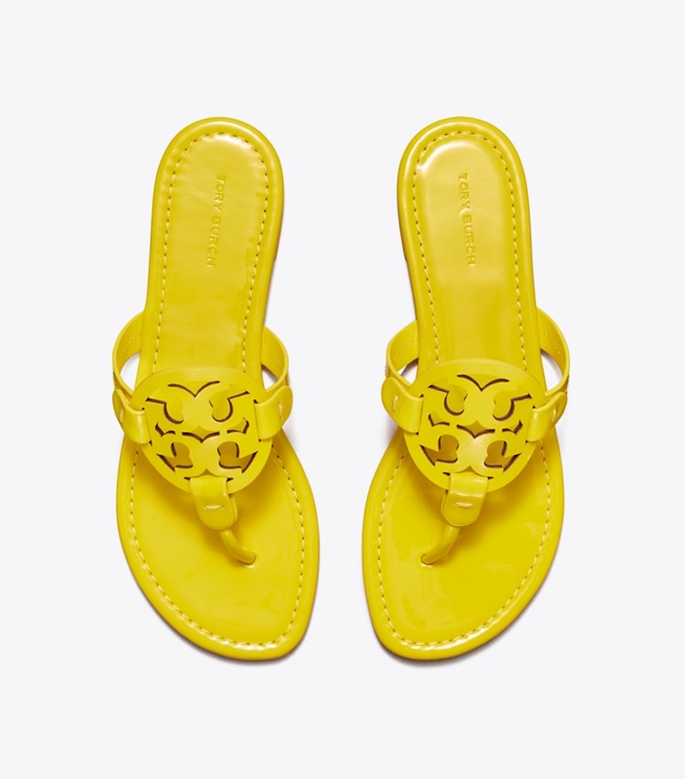Tory Burch designer sandals Miller Patent Sandal in LEMON RIND overhead
