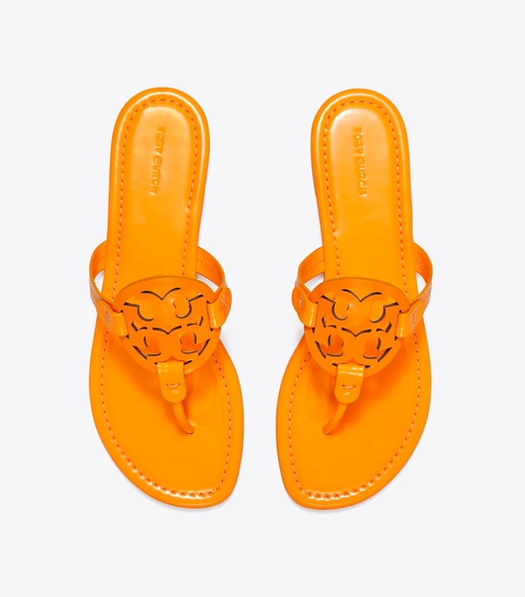 Tory Burch designer sandals Miller Patent Sandal in ORANGE CITRUS overhead