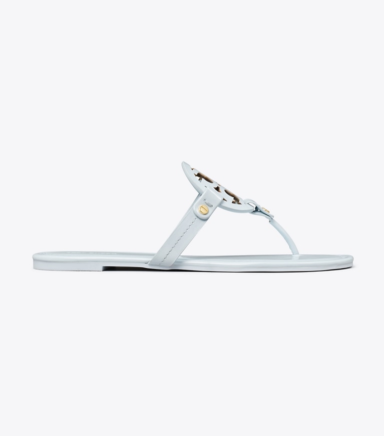 Tory Burch designer sandals Miller Patent Sandal in Ice Blue angle