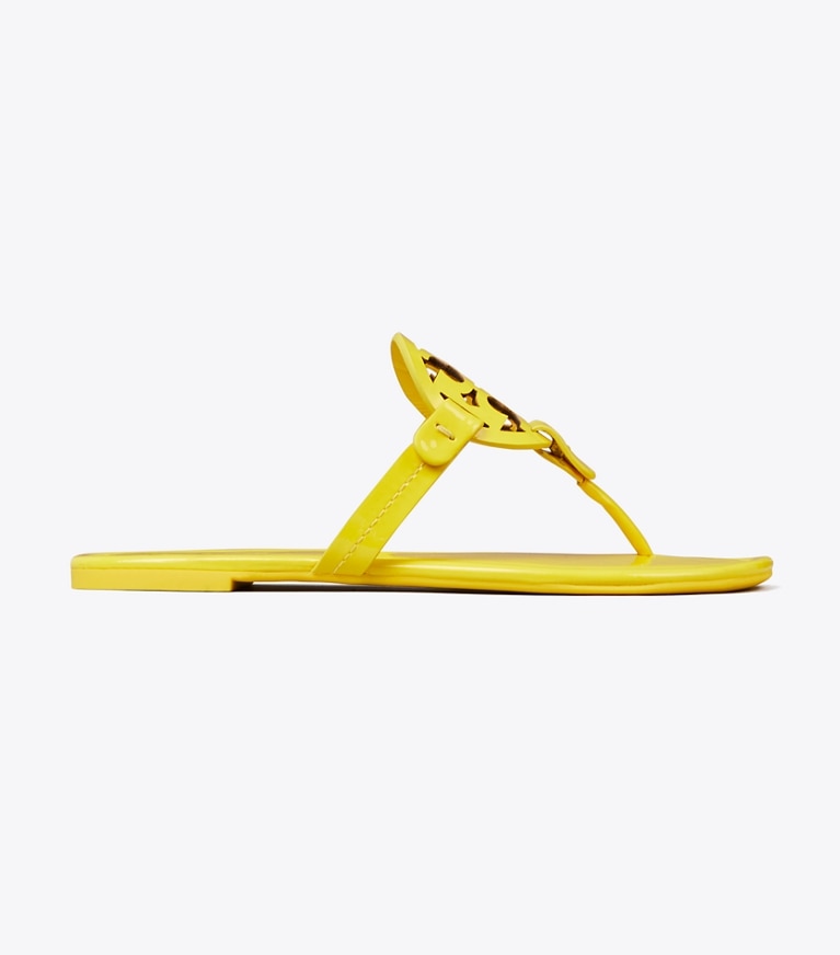 Tory Burch designer sandals Miller Patent Sandal in BRIGHT YELLOW angle