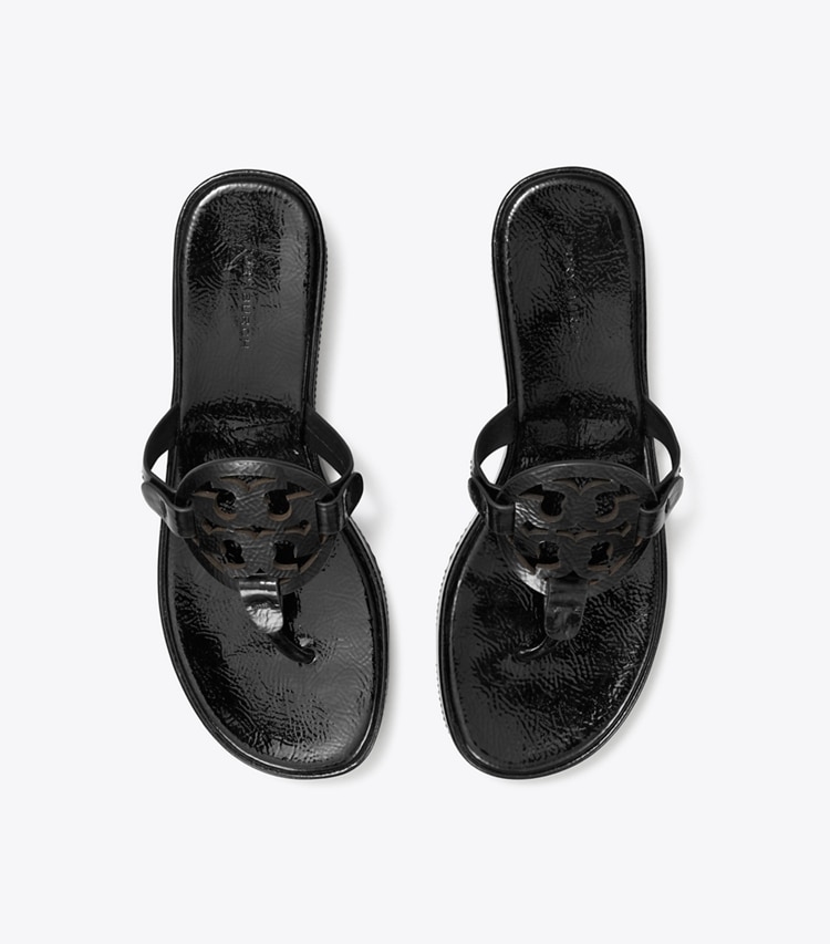 Tory Burch designer sandals Miller Patent Wedge Sandal in PERFECT BLACK overhead