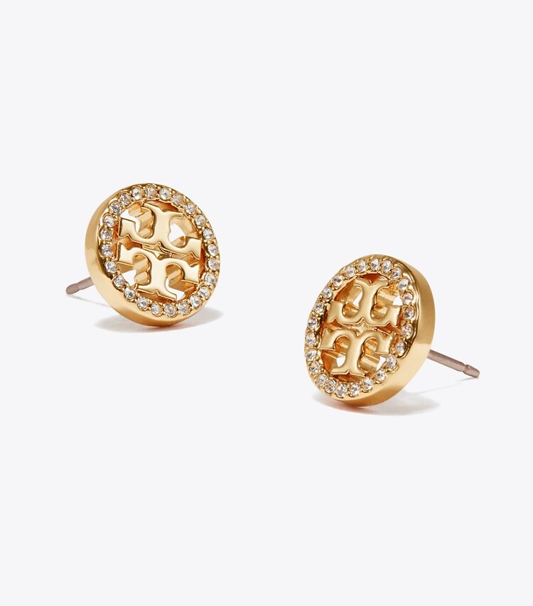 Tory Burch designer jewelry boxes Miller Pavé Bracelet & Stud Earring Gift Set in Tory Gold / Crystal back