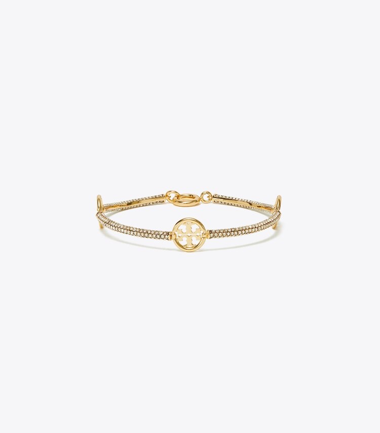 Tory Burch designer bracelets Miller Pavé Bracelet in Tory Gold / Crystal front