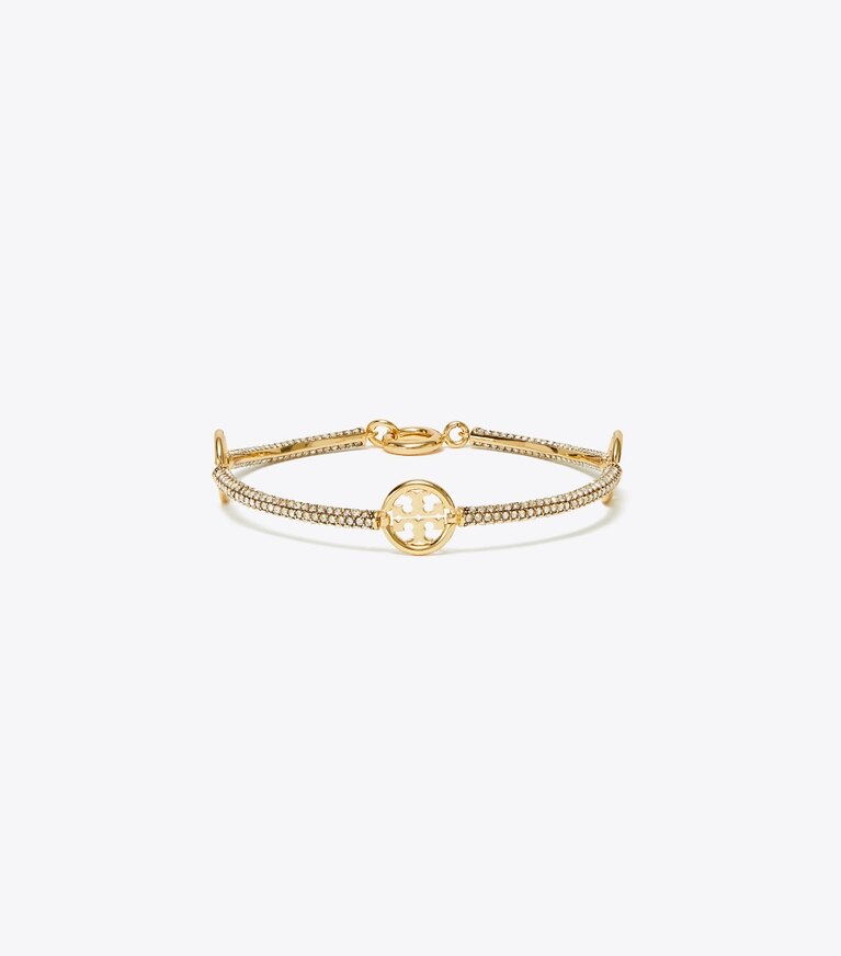 Tory Burch designer bracelets Miller Pavé Bracelet in Tory Gold / Crystal front
