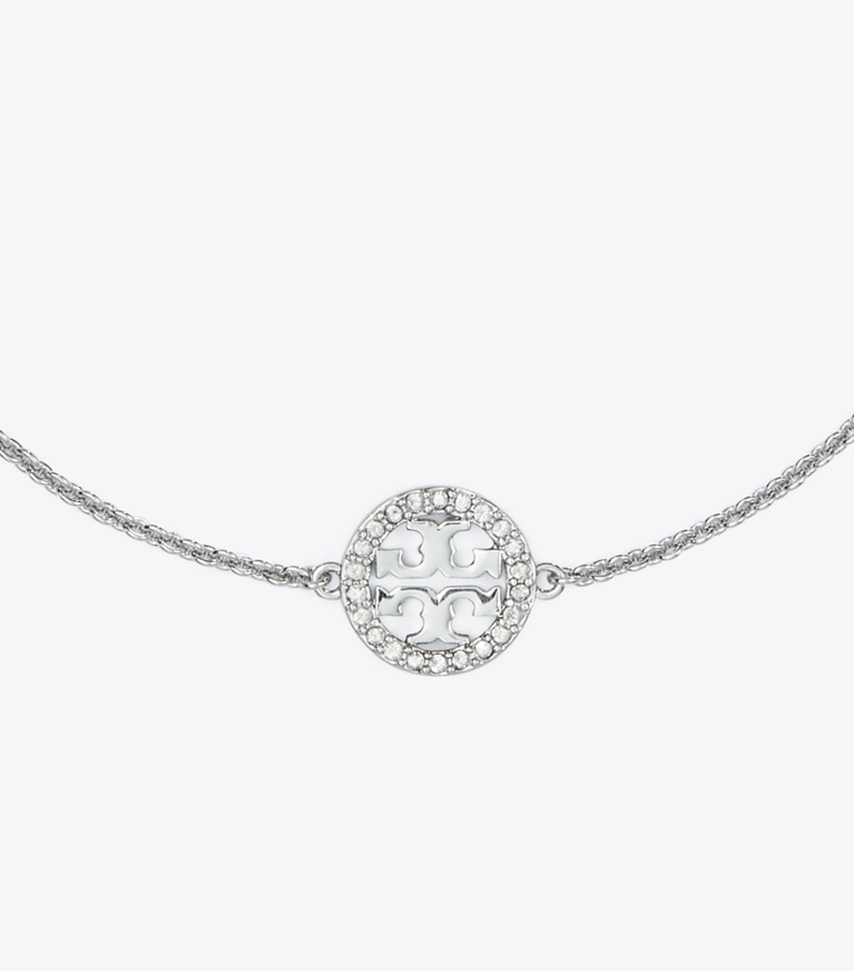 Tory Burch designer ブレスレット ミラーパヴェ チェーンブレスレット in Tory Silver / Crystal front