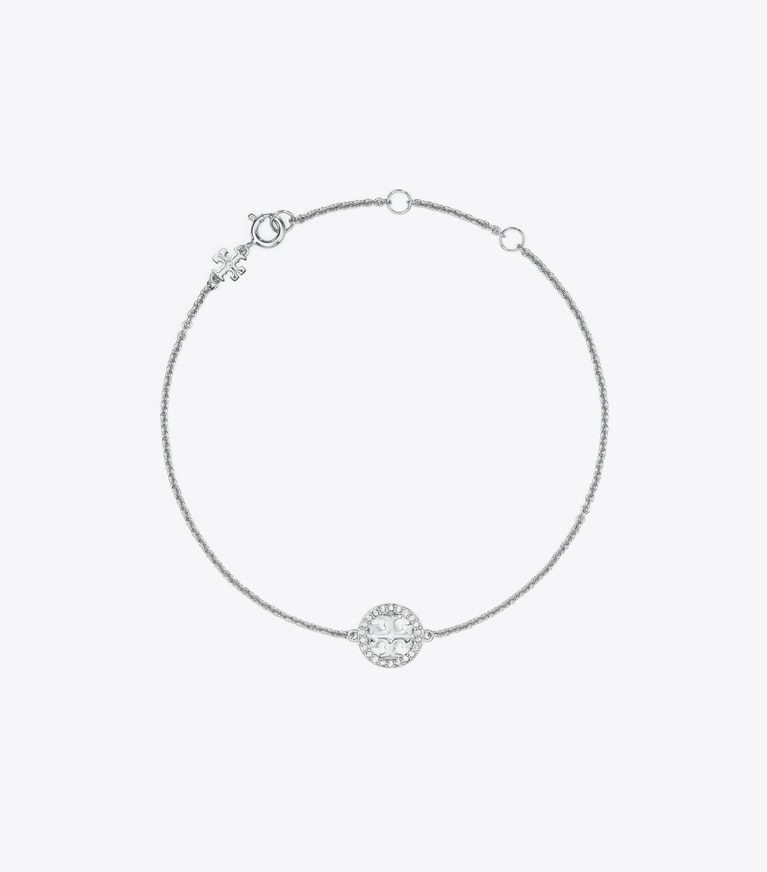 Tory Burch designer ブレスレット ミラーパヴェ チェーンブレスレット in Tory Silver / Crystal front