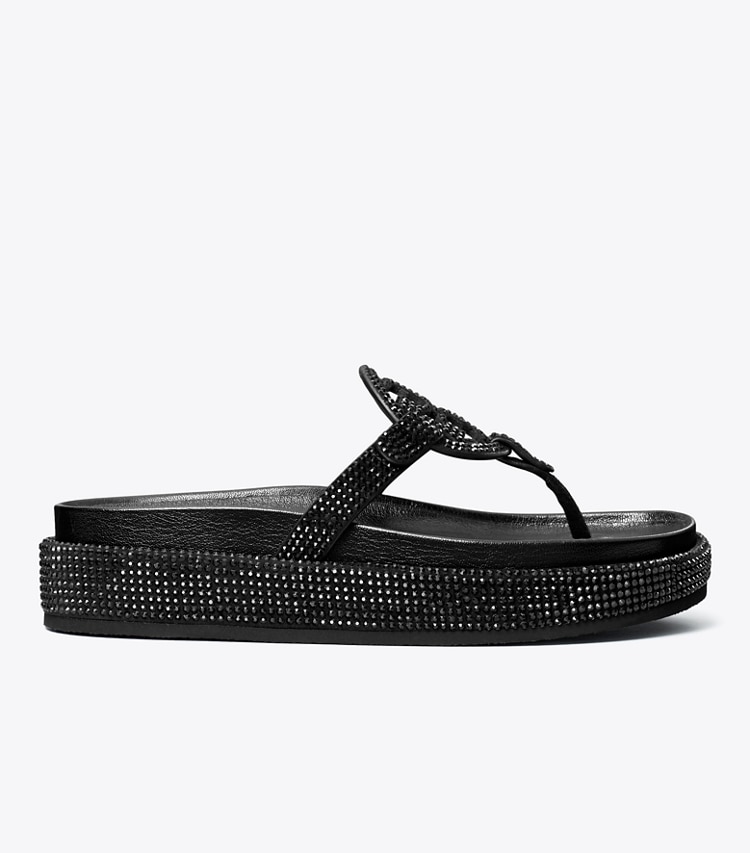 Tory Burch designer sandals Miller Pavé Cloud Sandal in PERFECT BLACK / PERFECT BLACK side