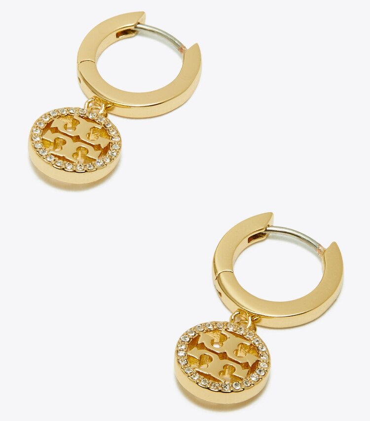 Tory Burch designer ohrringe Miller Pavé-Creole in Tory Gold / Crystal detail