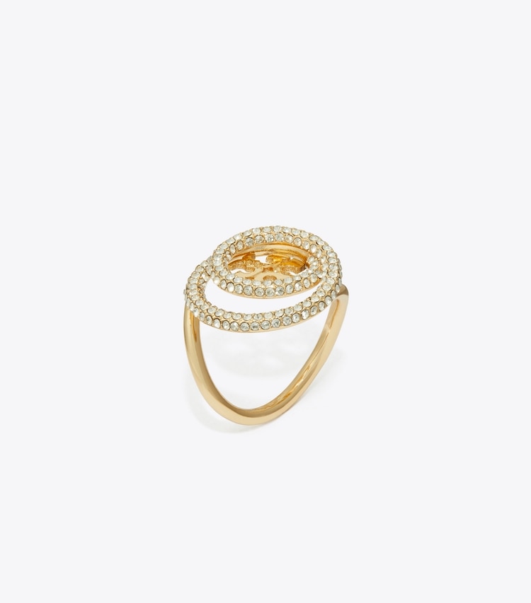Tory Burch designer rings Miller Pavé Double Ring in Tory Gold / Crystal angle